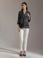 Thumbnail for Yufta Black Pure Cotton Boho Printed Top