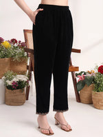 Thumbnail for Yufta Black Straight Embroidery Kurta And Trouser With Dupatta Set