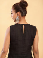 Thumbnail for BohoJazz Black self stripe Top with Flared Pants with Side Slits Co-ord Set