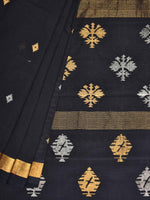 Thumbnail for Black Uppada Cotton Handloom Saree with Assorted Buta Pallu Design - Global Threads - Distacart