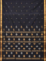 Thumbnail for Black Uppada Cotton Handloom Saree with Assorted Buta Pallu Design - Global Threads - Distacart