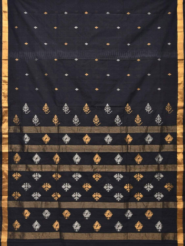 Black Uppada Cotton Handloom Saree with Assorted Buta Pallu Design - Global Threads - Distacart
