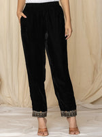 Thumbnail for Yufta Black Velvet Embroidered Co-Ord Set