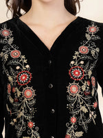Thumbnail for Yufta Black Velvet Zari Work CoOrd Set