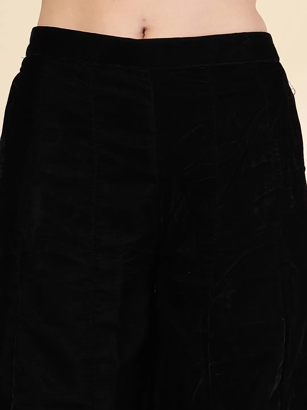 Yufta Black Velvet Zari Work CoOrd Set