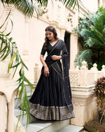 Thumbnail for Evanik Women Pure Chanderi Plain With Zari Weaving Work Border Stitched Lehenga With Unstitched Blouse Dupatta(Up to 42)