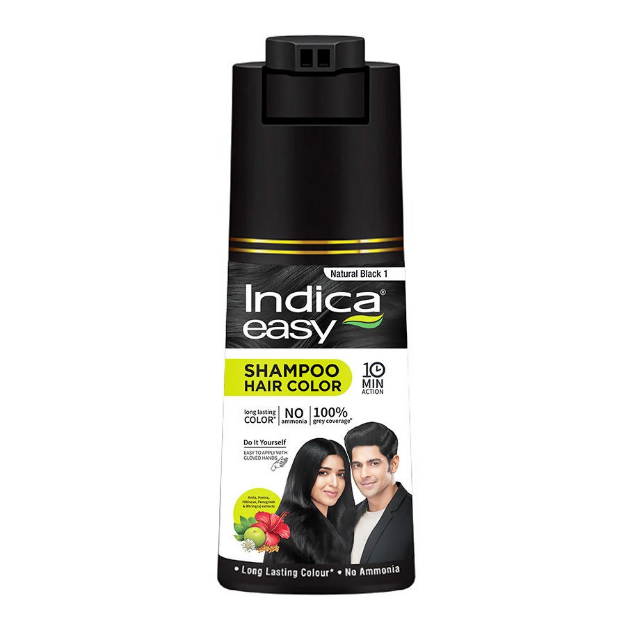 Indica Easy Hair Color Shampoo Natural Black - Distacart