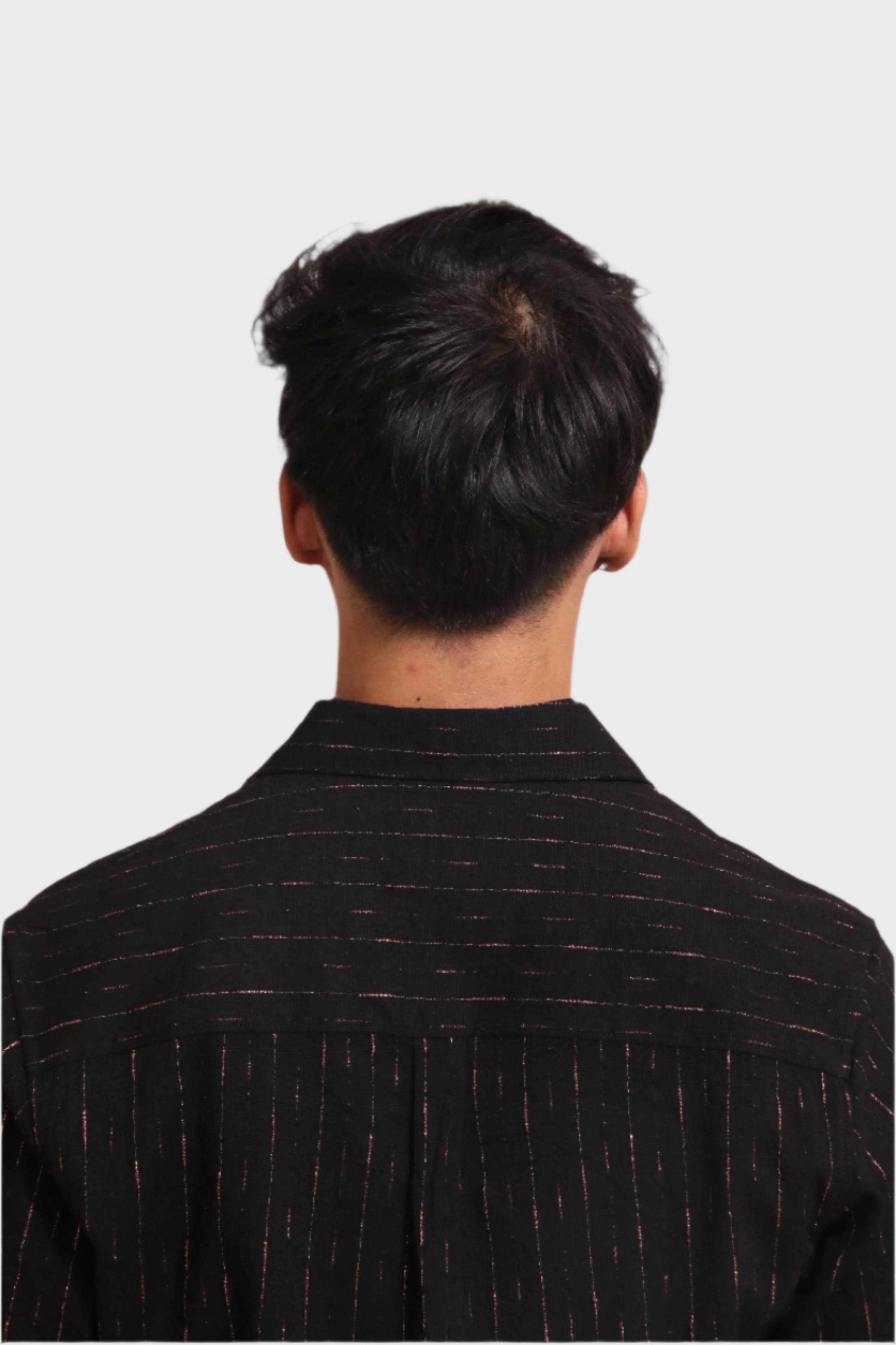 Xkind Black Golden Foil Stripes Slim Fit Shirt