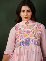Thumbnail for Sangria Embroidered Kurta, Palazzo With Dupatta