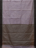 Thumbnail for Blue and Black Bamboo Cotton Saree with Checks Design No Blouse - Global Threads - Distacart