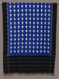 Thumbnail for Blue and Black Pochampally Ikat Cotton Handloom Dupatta with Triangle Design - Global Threads - Distacart