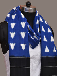 Thumbnail for Blue and Black Pochampally Ikat Cotton Handloom Dupatta with Triangle Design - Global Threads - Distacart