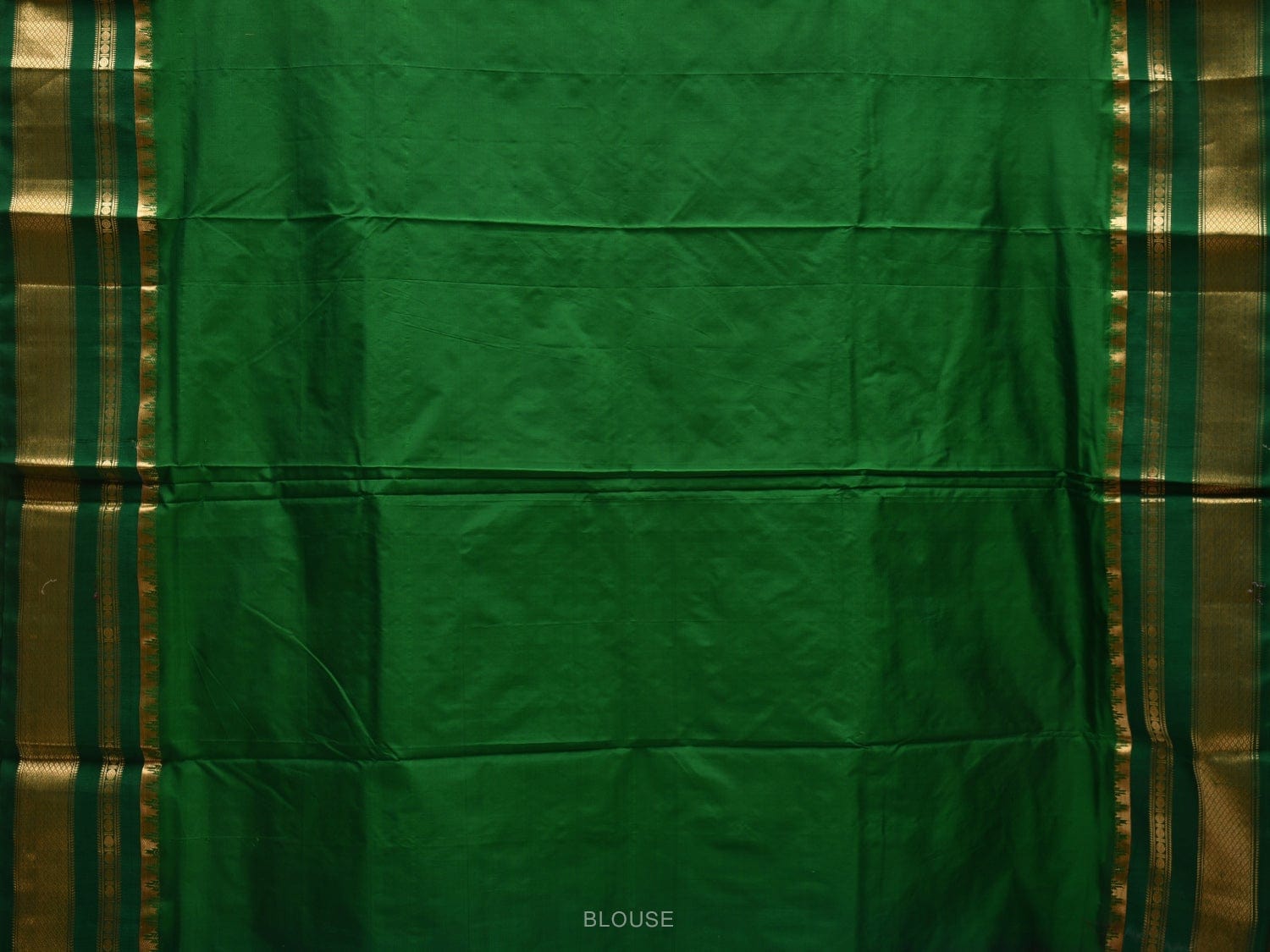 Blue and Green Gadwal Silk Handloom Saree with Checks Design - Global Threads - Distacart