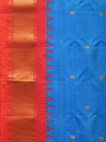 Thumbnail for Blue and Red Gadwal Silk Handloom Saree with Mango Pallu Design - Global Threads - Distacart