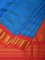 Thumbnail for Blue and Red Gadwal Silk Handloom Saree with Mango Pallu Design - Global Threads - Distacart