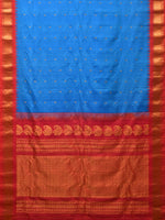 Thumbnail for Blue and Red Gadwal Silk Handloom Saree with Mango Pallu Design - Global Threads - Distacart
