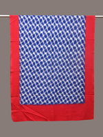 Thumbnail for Blue and Red Pochamaplly Ikat Cotton Handloom Dupatta with Grill Design - Global Threads - Distacart