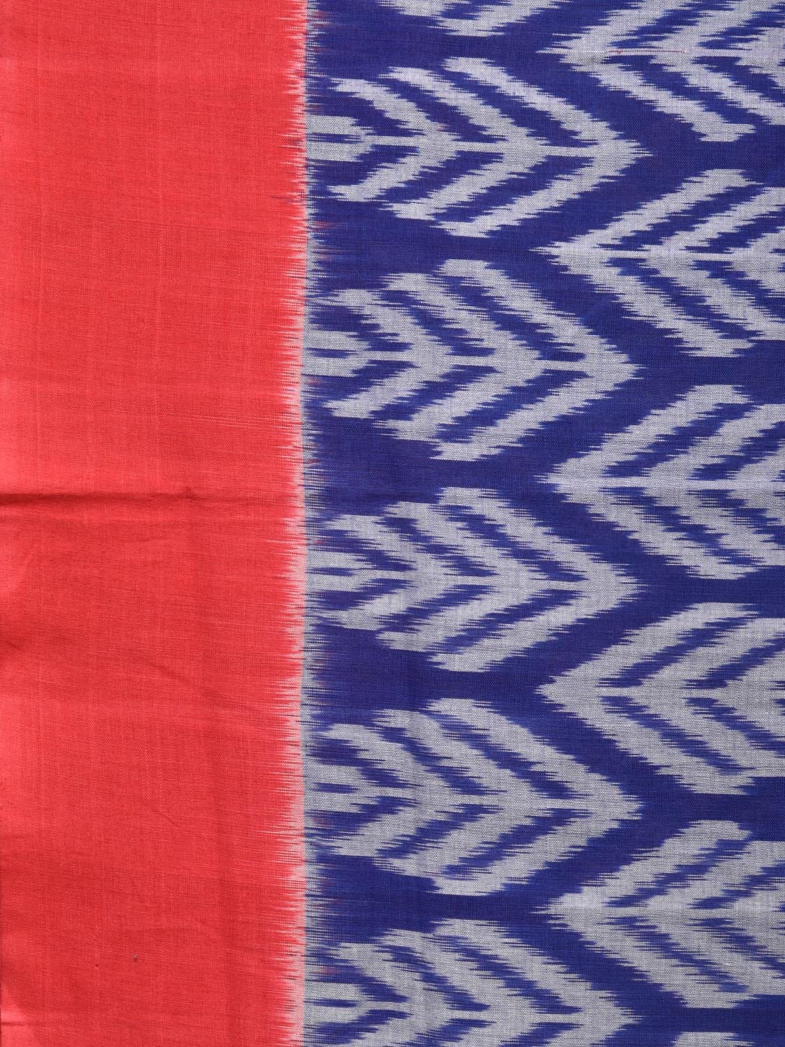 Blue and Red Pochampally Ikat Cotton Handloom Saree with All Over Design - Global Threads - Distacart