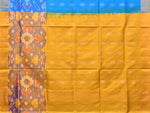 Thumbnail for Blue and Yellow Uppada Silk Handloom Saree with Buta and Ikat Border Design - Global Threads - Distacart