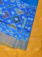 Thumbnail for Blue and Yellow Uppada Silk Handloom Saree with Buta and Ikat Border Design - Global Threads - Distacart