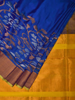 Thumbnail for Blue and Yellow Uppada Silk Handloom Saree with One Side Border Design - Global Threads - Distacart