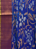 Thumbnail for Blue and Yellow Uppada Silk Handloom Saree with One Side Border Design - Global Threads - Distacart