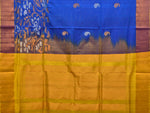 Thumbnail for Blue and Yellow Uppada Silk Handloom Saree with One Side Border Design - Global Threads - Distacart