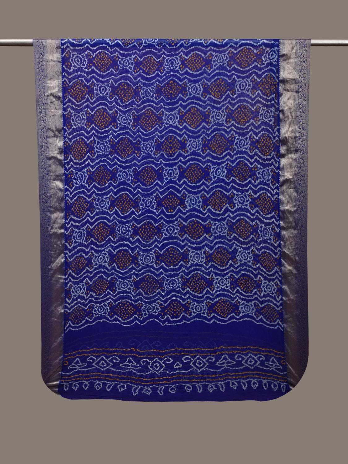 Blue Bandhani Banaras Georgette Dupatta with Border Design - Global Threads - Distacart