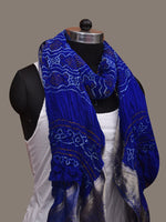 Thumbnail for Blue Bandhani Banaras Georgette Dupatta with Border Design - Global Threads - Distacart
