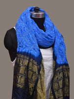 Thumbnail for Blue Bandhani Kanchipuram Silk Handloom Dupatta with Border Design - Global Threads - Distacart
