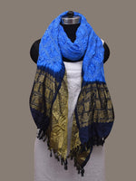Thumbnail for Blue Bandhani Kanchipuram Silk Handloom Dupatta with Border Design - Global Threads - Distacart