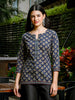 Yufta Blue Cotton Abstract Print Regular Top - Distacart