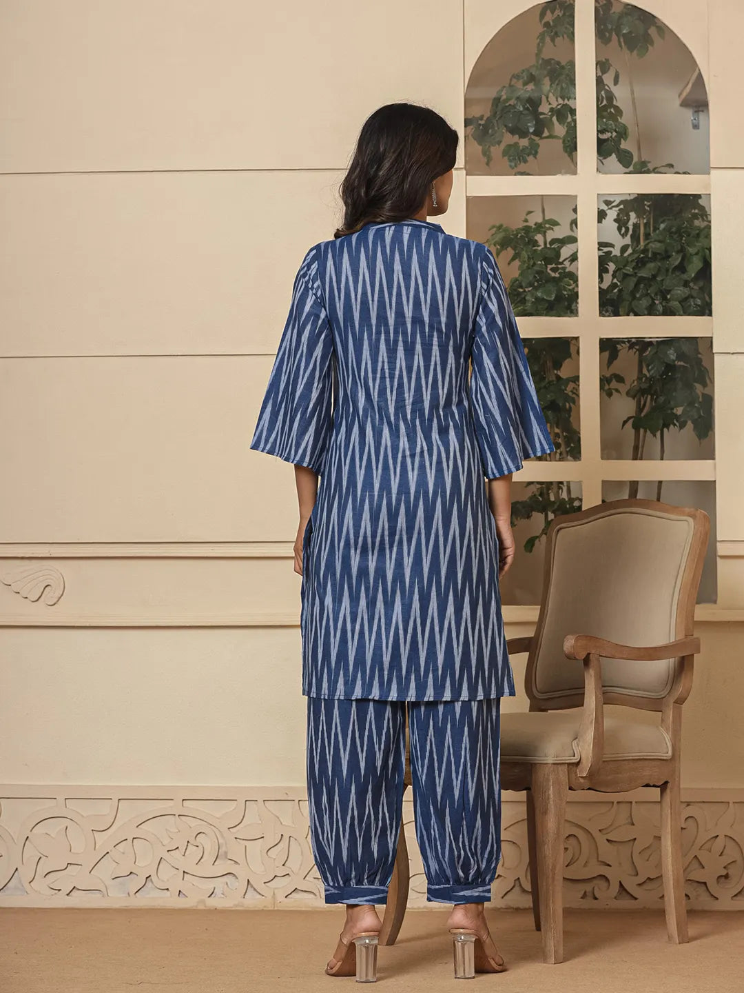 Yufta Blue Cotton Ikat Co-Ord Set