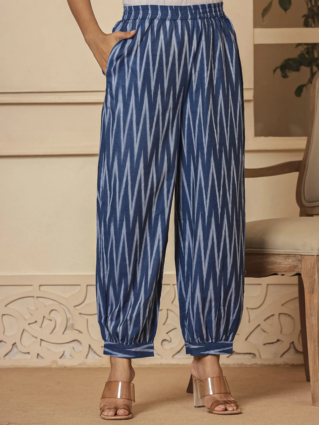 Yufta Blue Cotton Ikat Co-Ord Set - Distacart