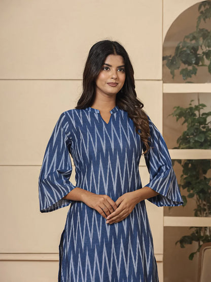 Yufta Blue Cotton Ikat Co-Ord Set - Distacart