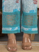 Thumbnail for Yufta Blue Cotton Schiffli Co-Ord Set With Lace Detailing