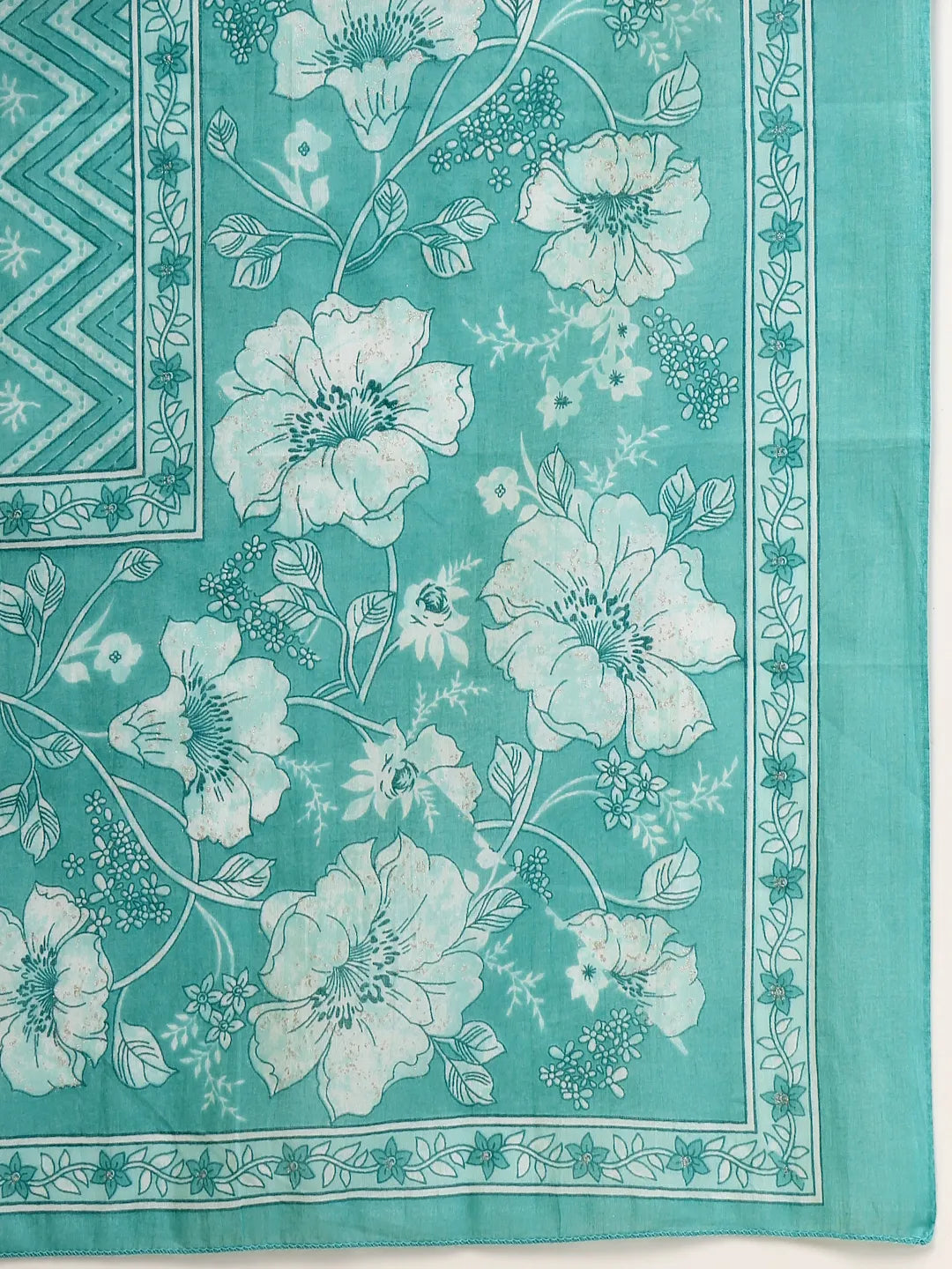 Yufta Blue Embroidered Straight Kurta Trouser And Dupatta Set