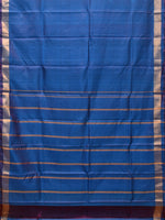 Thumbnail for Blue Uppada Silk Handloom Plain Saree with Strips Pallu Design - Global Threads - Distacart