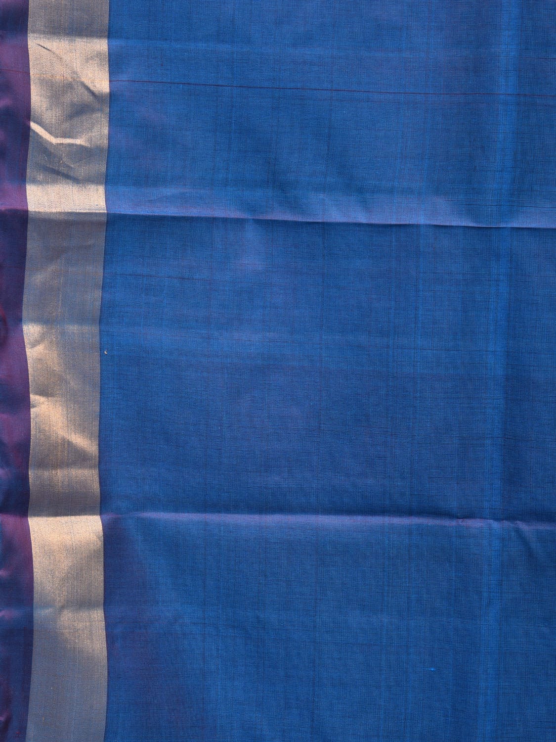Blue Uppada Silk Handloom Plain Saree with Strips Pallu Design - Global Threads - Distacart