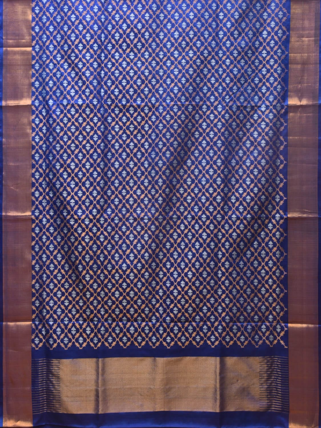 Blue Uppada Silk Handloom Saree with All Over Jamdani Design - Global Threads - Distacart