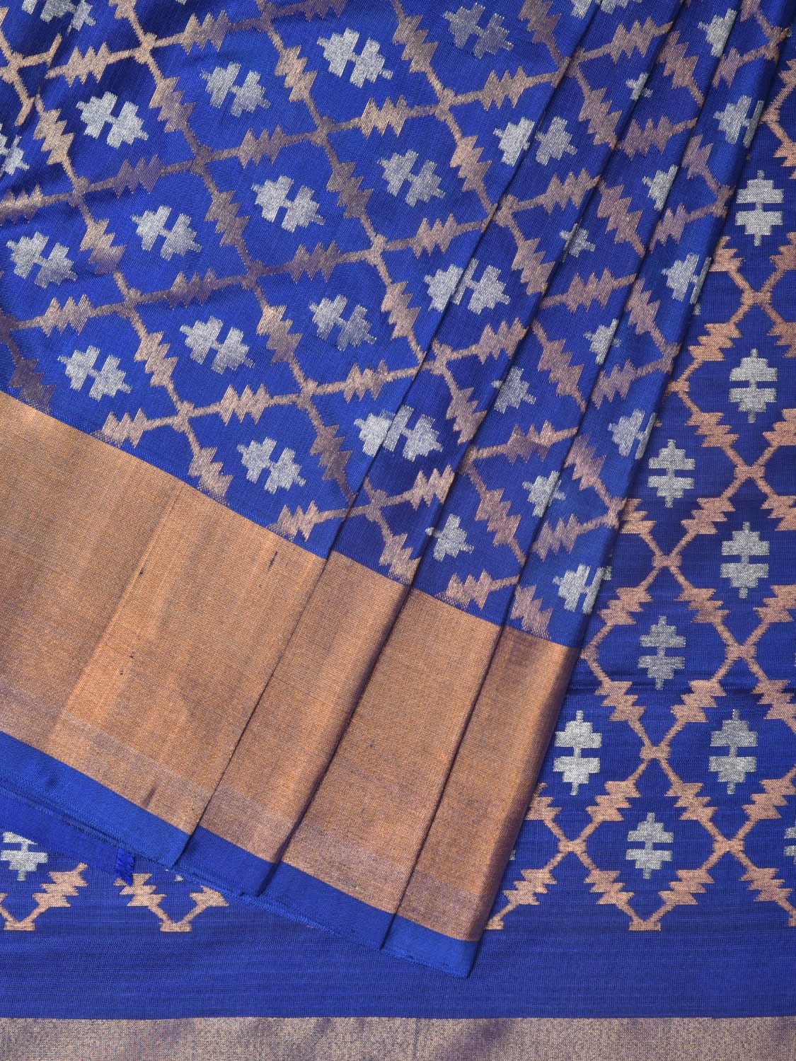 Blue Uppada Silk Handloom Saree with All Over Jamdani Design - Global Threads - Distacart