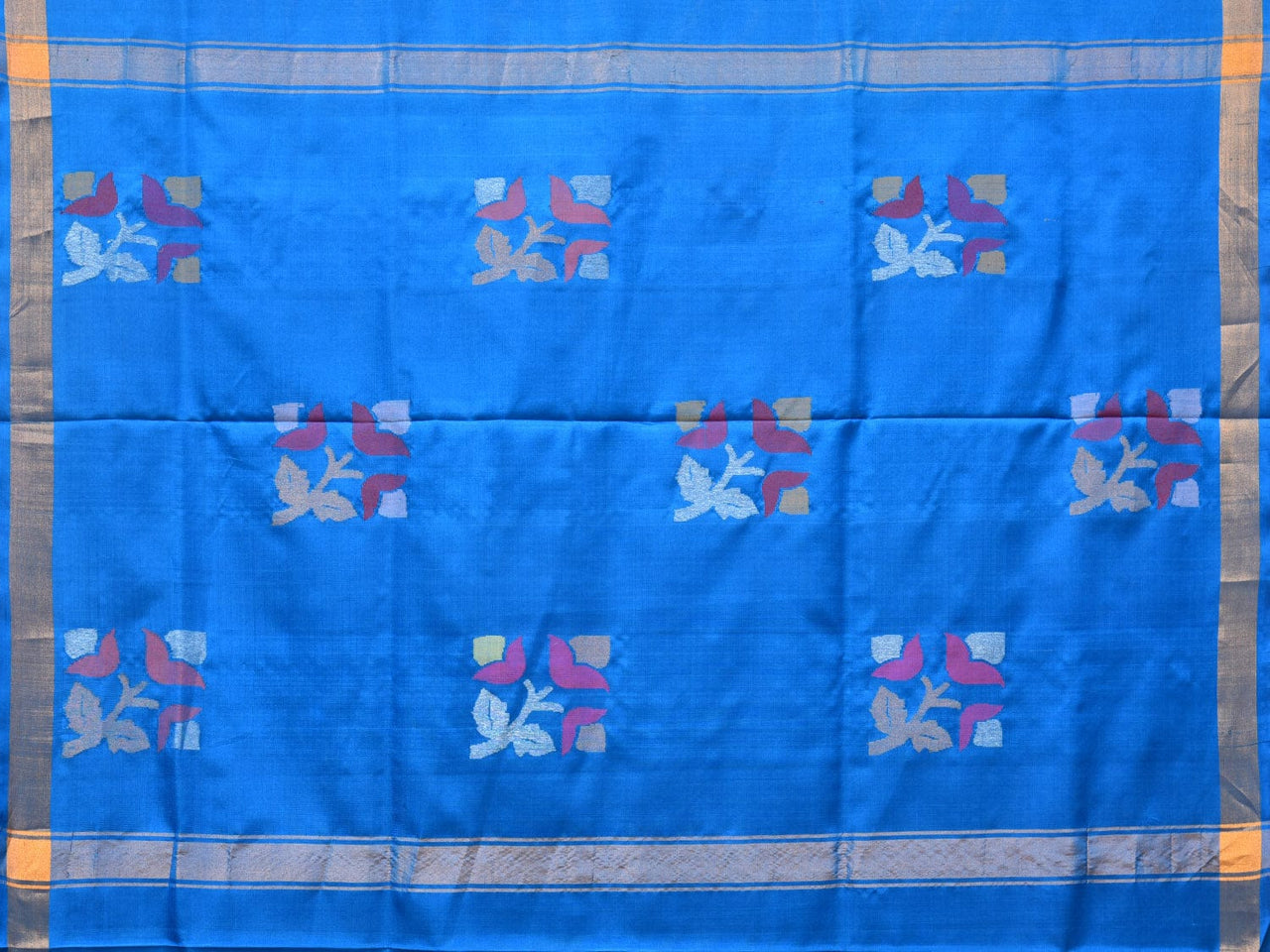 Buy Blue Uppada Silk Handloom Saree with Border and Pallu Buta Design ...