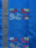 Thumbnail for Blue Uppada Silk Handloom Saree with Border and Pallu Buta Design - Global Threads - Distacart
