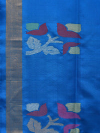 Thumbnail for Blue Uppada Silk Handloom Saree with Border and Pallu Buta Design - Global Threads - Distacart