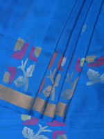 Thumbnail for Blue Uppada Silk Handloom Saree with Border and Pallu Buta Design - Global Threads - Distacart