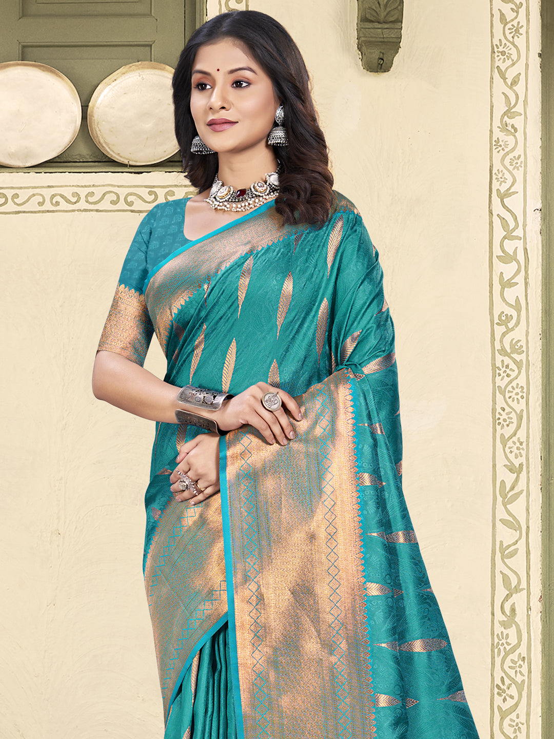 Anaita Blue Soft Silk Woven Saree With Blouse - Dista
