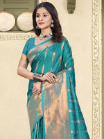 Thumbnail for Anaita Blue Soft Silk Woven Saree With Blouse - Dista