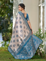 Thumbnail for Anaita Blue Silk Blend Woven Saree With Blouse - Dista