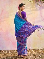 Thumbnail for Anaita Blue Soft Silk Printed Saree With Blouse - Dista