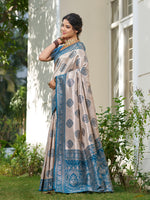 Thumbnail for Anaita Blue Silk Blend Woven Saree With Blouse - Dista